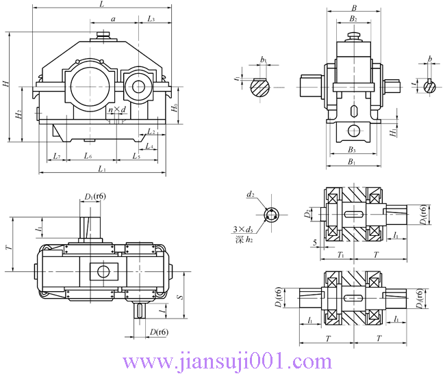 JPT型漸開(kāi)線(xiàn)圓柱齒輪減速器型式及尺寸(JB/T10244-2001)