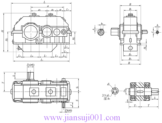 JPT型漸開(kāi)線(xiàn)圓柱齒輪減速器型式及尺寸(JB/T10244-2001)