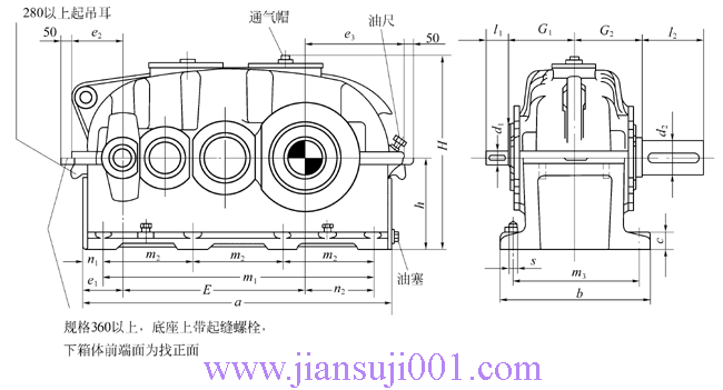 SDN型圓柱齒輪減速機外形及安裝尺寸